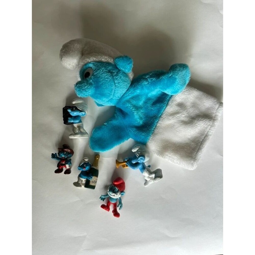 Vintage Smurfs lot puppet and 5 figures 80’s 90’s 00’s